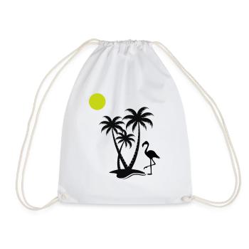 Flamingo Palm Trees - Drawstring Bag - white - Front