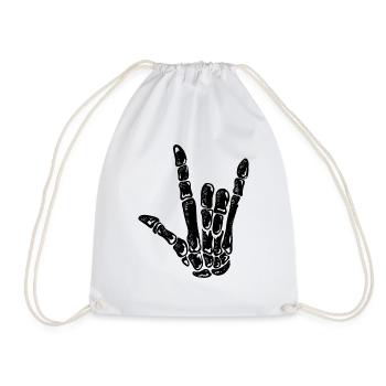 Cool Skeleton Rock Hand Concert - Drawstring Bag - white - Front