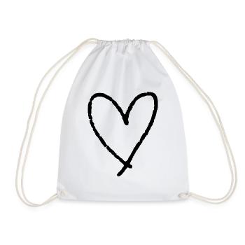 Drawn Heart Valentine's Day - Drawstring Bag - white - Front