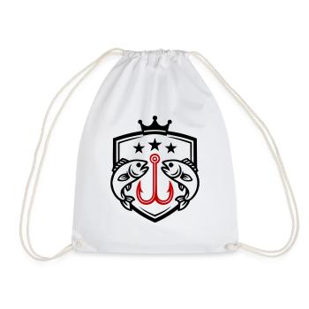 Fish Hook Fish Icon - Drawstring Bag - white - Front