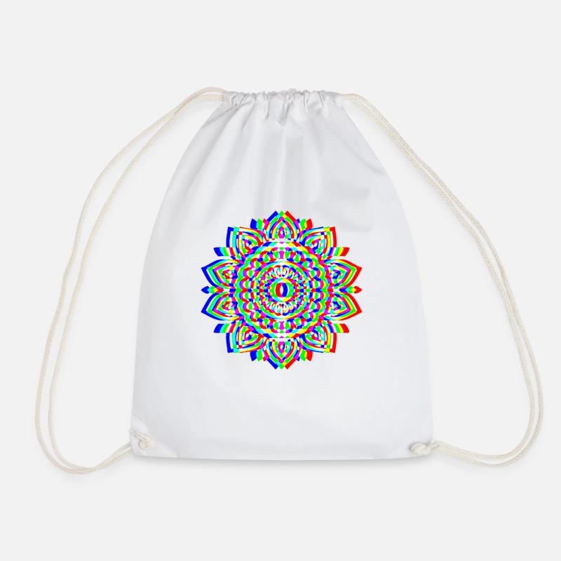 Glitch Mandala – Spirit Design - Drawstring Bag - white