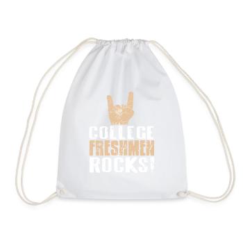 College Freshman Rocker Hand Statement - Drawstring Bag - white - Front