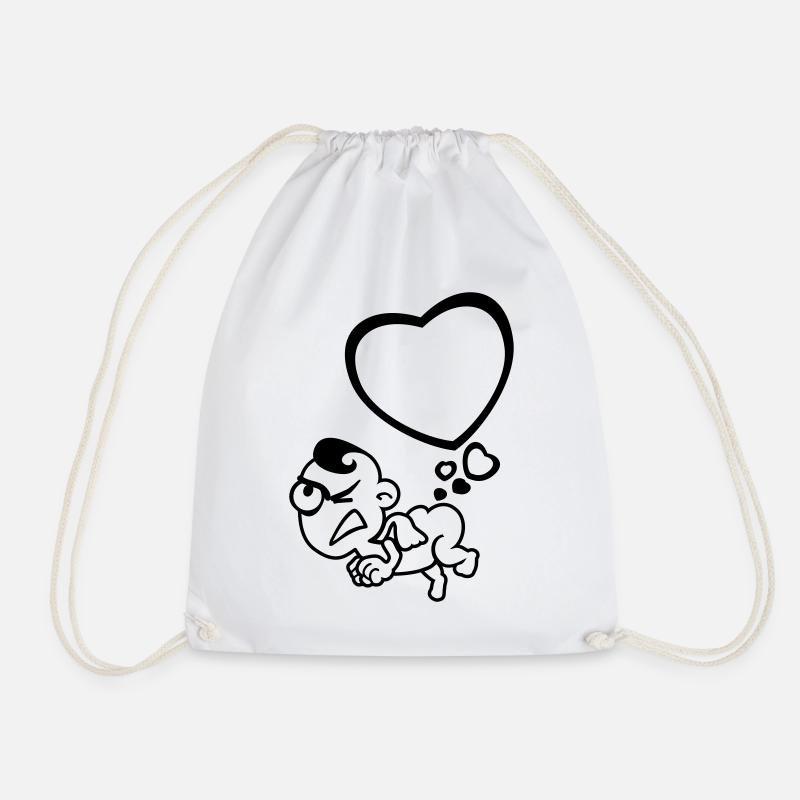 lamb heart farts 1c - Drawstring Bag - white