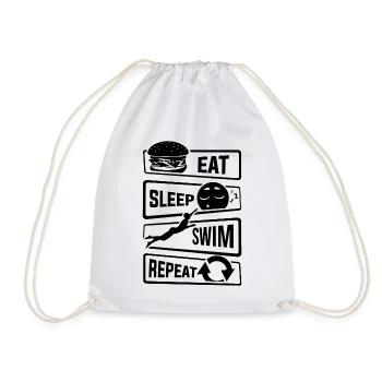 Eat Sleep Swim Repeat - Schwimmen Wassersport Pool - Turnbeutel - Weiß - Vorne