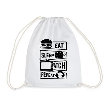 Eat Sleep Watch Repeat - Fernseher Serien Couch TV - Turnbeutel - Weiß - Vorne