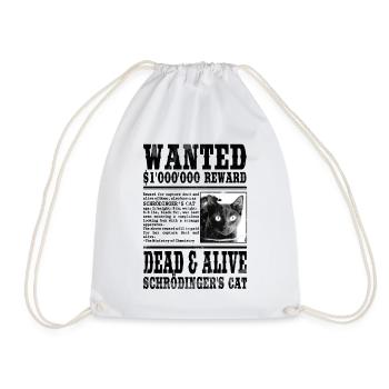 schrödinger's cat wanted black - Drawstring Bag - white - Front