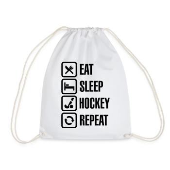Eat Sleep Hockey Repeat - Drawstring Bag - white - Front