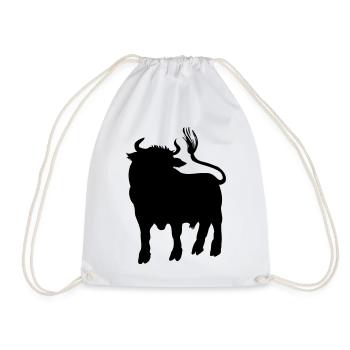 Bull shadow image, logo farm or butcher - Drawstring Bag - white - Front