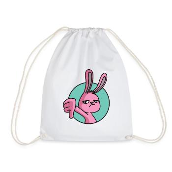 Rabbit thumbs down - Drawstring Bag - white - Front