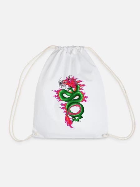Drache Grün Pink - Turnbeutel - Weiß