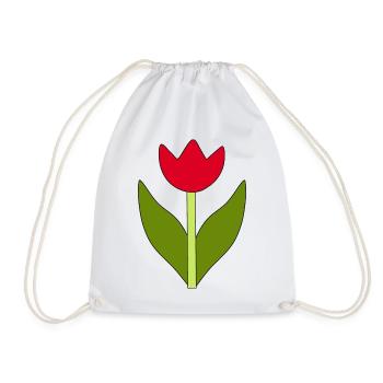 Flower, Red, Red Flower, Floral Tulip, Red - Drawstring Bag - white - Front