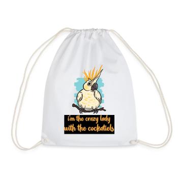 Cockatiels - Drawstring Bag - white - Front