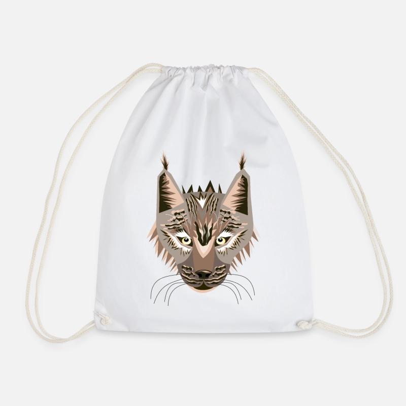 Lynx Head - Comic style. - Drawstring Bag - white