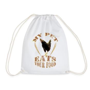 Chicken - my pet eats your food - Drawstring Bag - white - Front