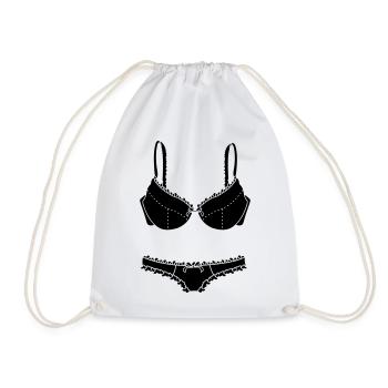 Bra and briefs lingerie logo for store - Drawstring Bag - white - Front
