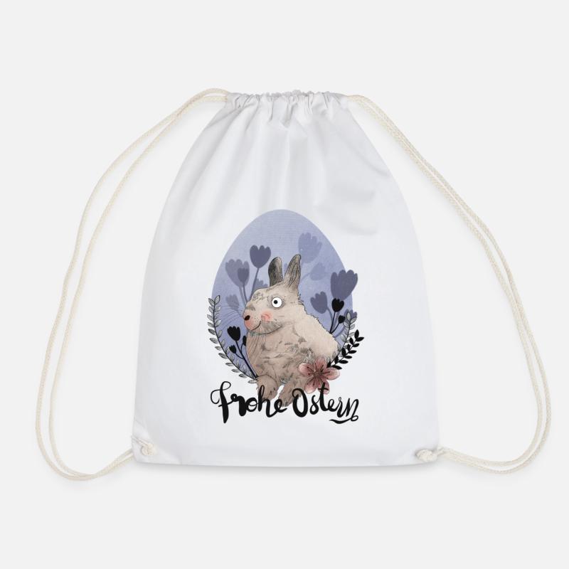 Easter Bunny Illustration Happy Easter - Drawstring Bag - white