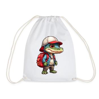 Crocodile mignon en look extérieur avec sac à dos - Sac de sport léger - blanc - Devant