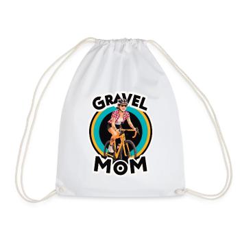 Gravel Mom Bicycle Adventure Design - Drawstring Bag - white - Front