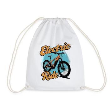 Electric Bike Adventure Design - Drawstring Bag - white - Front