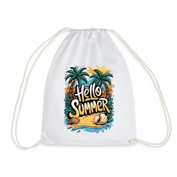 Tropical Summer Beach Design - Drawstring Bag - white - Front