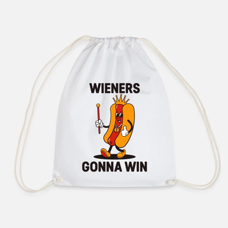 Winners Gonna Win BBQ Hot Dog Mascot - Drawstring Bag - white