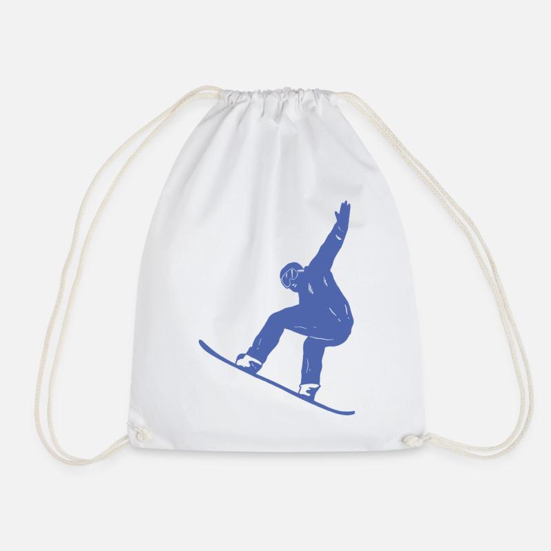 Minimalistisches Snowboard Silhouette Wintersport - Turnbeutel - Weiß