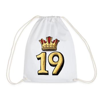 19 Number Crown - Drawstring Bag - white - Front