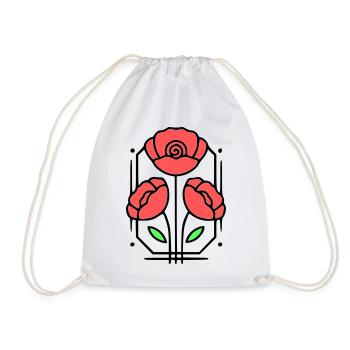 Poppy Poppies Minimalist Line Art 8 - Drawstring Bag - white - Front
