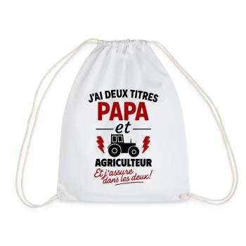 Papa_et_Agriculteur_Jassure_dans_les_deux - Drawstring Bag - white - Front