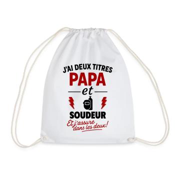 Papa Soudeur cadeau fête des pères Noël - Sac de sport léger - blanc - Devant