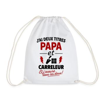 Papa Carreleur cadeau fête des pères Noël - Sac de sport léger - blanc - Devant