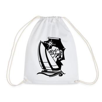 Sailing Yacht Sailing Ship with Compass Nautical Chart Sailing - Drawstring Bag - white - Front