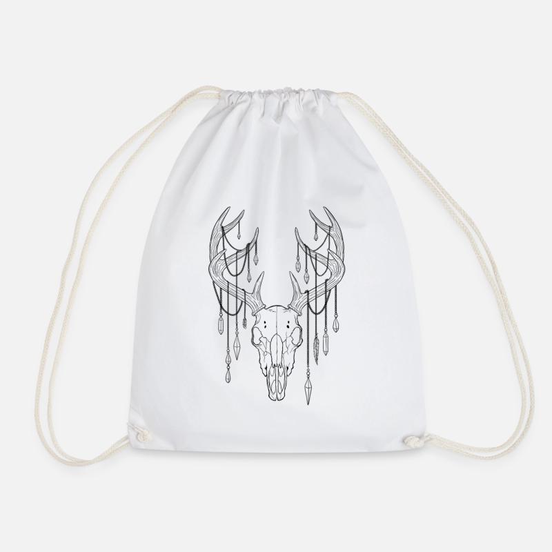 Deer antlers with crystals - Drawstring Bag - white