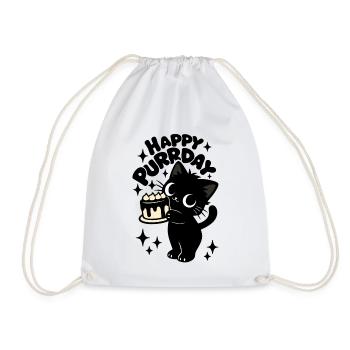 Kitchen Theft Cat | Cute Birthday Cats Motif - Drawstring Bag - white - Front