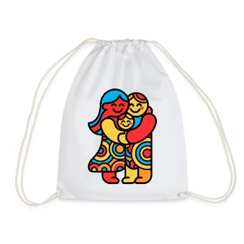 Colorful Family Pop Art Plush Toy - Drawstring Bag - white - Front