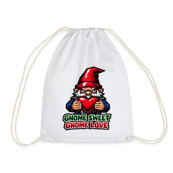 Evil Gnome, Dark Gnome, Goth Gnome, Funny Gnome - Drawstring Bag - white - Front