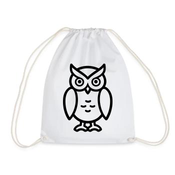 Owl - Drawstring Bag - white - Front
