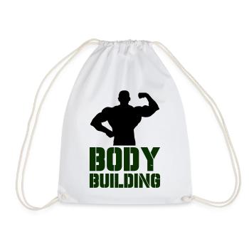 Powerful Bodybuilding Typography - Drawstring Bag - white - Front