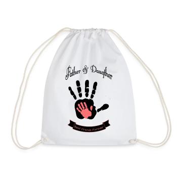 Father and Daughter Best Friends Handprint - Drawstring Bag - white - Front