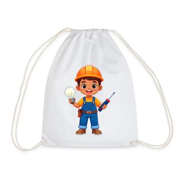 Petit électricien avec tournevis et lampe - Sac de sport léger - blanc - Devant