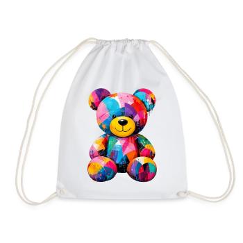 Colorful Teddy Bear in Pop Art Style - Drawstring Bag - white - Front