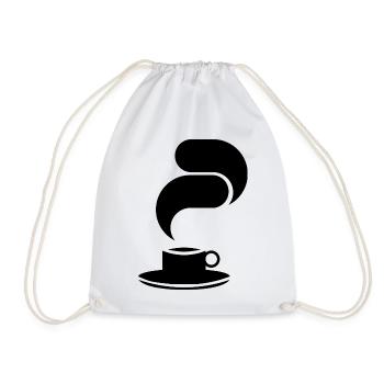 Black Coffee Mug – Minimalist Illustration - Drawstring Bag - white - Front
