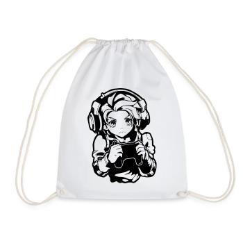 Gaming Boy Sketch - Drawstring Bag - white - Front