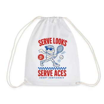Serve Looks Serve Aces – Cooler Tennisfrosch - Turnbeutel - Weiß - Vorne