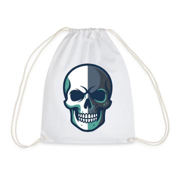 Stilisierte Totenkopfgrafik mit geteiltem Farbdesign - Turnbeutel - Weiß - Vorne