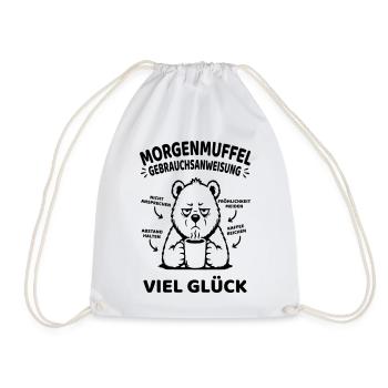 Morgenmuffel Gebrauchsanweisung Kaffee Tee  - Turnbeutel - Weiß - Vorne