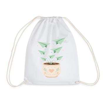 Papierfluglinge im Blumentopf - Turnbeutel - Weiß - Vorne