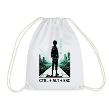 Neongrid Cyberpunk CTRL ALT ESC - Turnbeutel - Weiß - Vorne