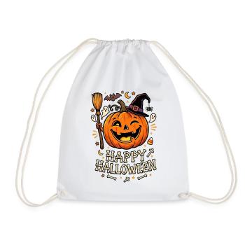 Happy Halloween lachender Kürbis - Turnbeutel - Weiß - Vorne