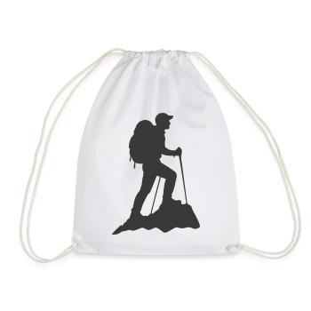 Bergsteiger Silhouette mit Rucksack - Turnbeutel - Weiß - Vorne
